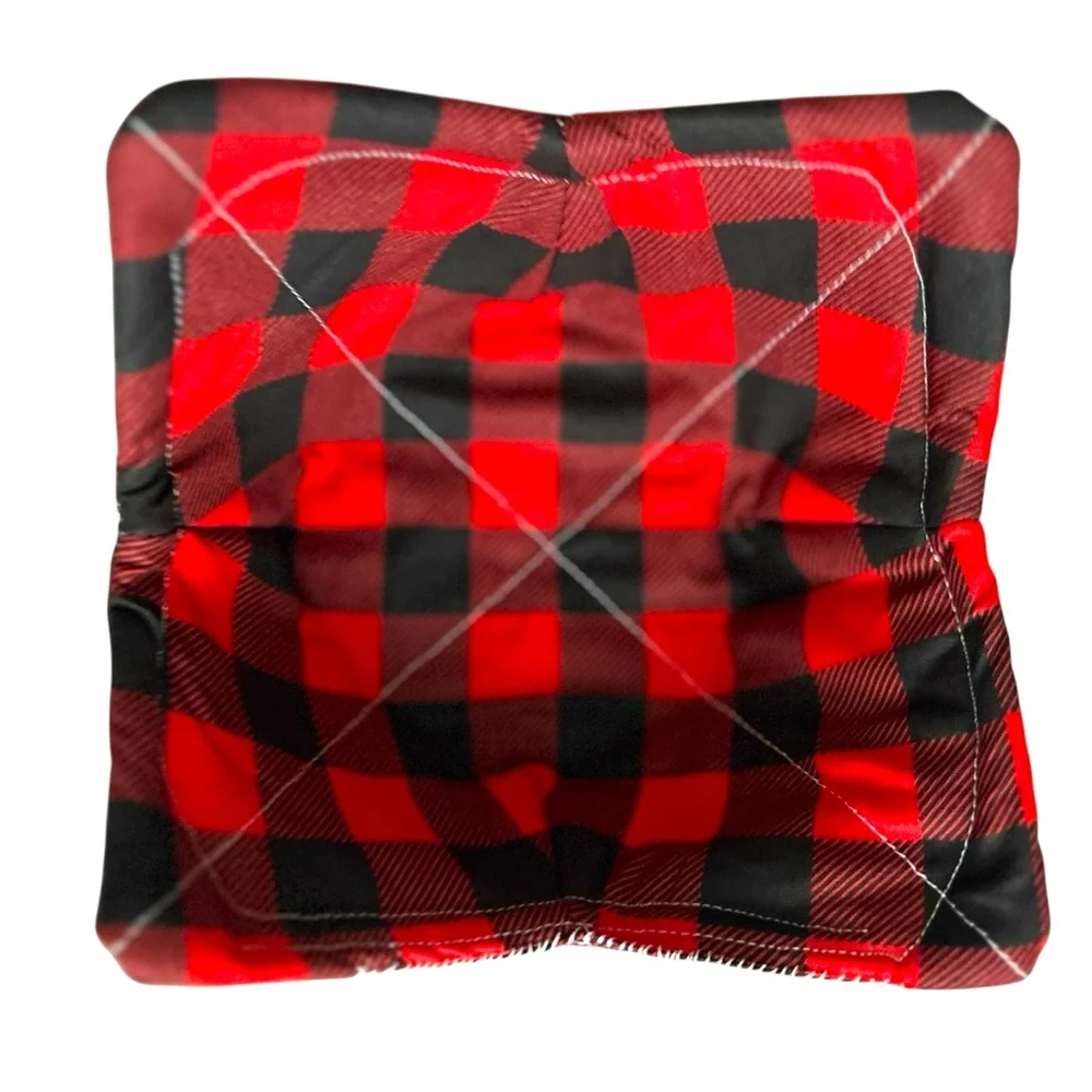 Hand Crafted Red Buffalo Plaid Microwave Bowl Cozy 100% Cotton